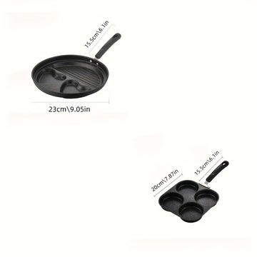 1 Sartén de hierro fundido antiadherente para tortilla, panqueques y hamburguesas, apta para estufas de gas y eléctricas, diseño de múltiples quemadores, herramienta ideal para el desayuno en la cocina, olla de cocina moderna y elegante.
