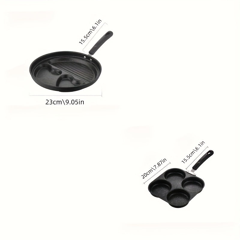 1 Sartén de hierro fundido antiadherente para tortilla, panqueques y hamburguesas, apta para estufas de gas y eléctricas, diseño de múltiples quemadores, herramienta ideal para el desayuno en la cocina, olla de cocina moderna y elegante.