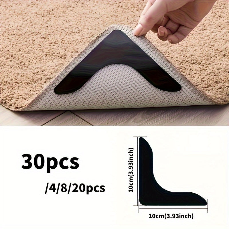 4/8/20/30 piezas de pegatinas y adhesivos antideslizantes de tipo L para alfombras y suelos de madera, adecuados para la sala de estar, comedor, baño, azulejos y áreas de suelo de madera, previenen el movimiento y el deslizamiento, aseguran que el tapete