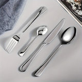 Un juego de vajilla de acero inoxidable de 16 piezas - vajilla elegante que incluye cuchillo de cena, tenedor, cuchara, cucharilla - cubertería moderna pulida a espejo para Navidad, Halloween, Pascua, Hanukkah, Acción de Gracias - apto para lavavajillas