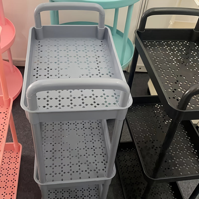 Carrito organizador rodante de 4 niveles con ruedas giratorias de 360°, organizador multiusos para cocina, oficina y hogar - Fácil armado, amplios espacios para libros, snacks y suministros - Azul claro, rosa, negro, carrito de almacenamiento para cocina