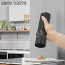 MOLINILLO ELÉCTRICO DE SAL Y PIMIENTA MORE TASTE - Operación con una mano con luz LED, grosor ajustable, molinillo de acero inoxidable recargable, operación automática para especias frescas, molinillo de especias de cocina | Diseño negro elegante | Const