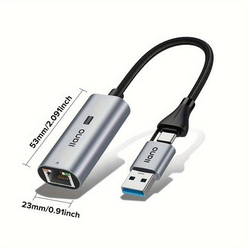 LLANO Adaptador USB 3.1 a RJ45 Gigabit Ethernet, convertidor de red de aleación de aluminio con modo de alimentación USB, compatible con computadoras portátiles para juegos y transmisión en vivo
