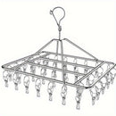 20 Piezas de Ganchos Giratorios para Ropa con Bloqueo Antiviento - Clips Desmontables Resistentes, Diseño Ahorrador de Espacio, Acabado Metálico Elegante, Colgadores Duraderos para Uso en Interiores/Exteriores, Secado de Prendas, Perchas para Ropa