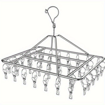20 Piezas de Ganchos Giratorios para Ropa con Bloqueo Antiviento - Clips Desmontables Resistentes, Diseño Ahorrador de Espacio, Acabado Metálico Elegante, Colgadores Duraderos para Uso en Interiores/Exteriores, Secado de Prendas, Perchas para Ropa