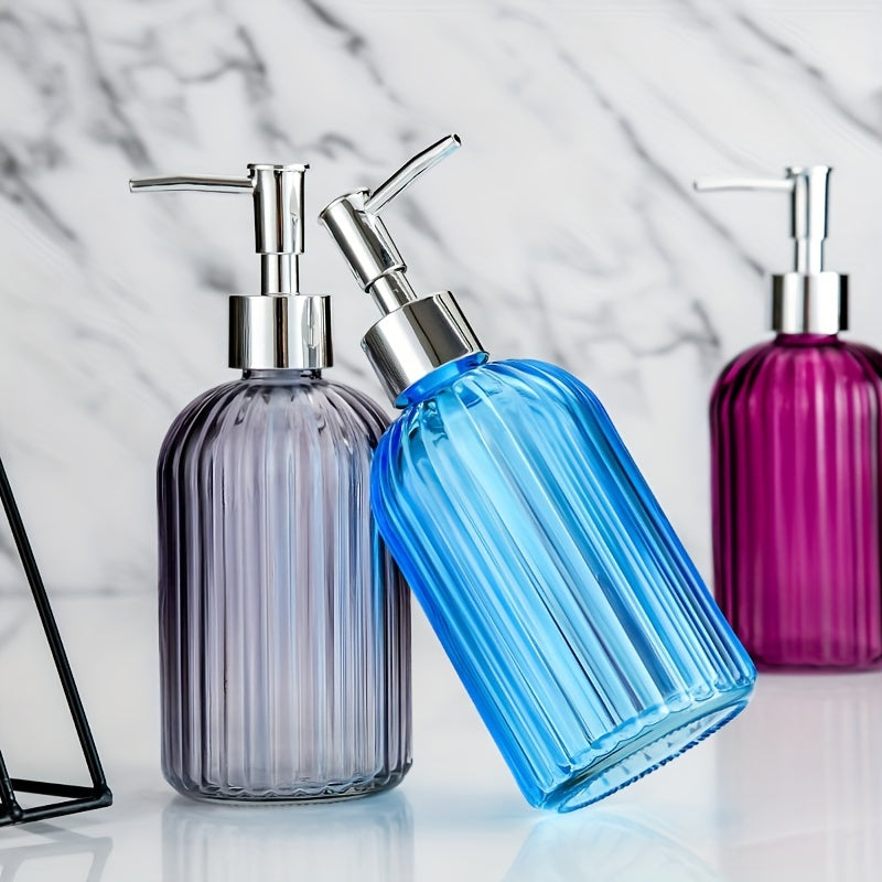 1pc Dispensador de jabón de vidrio, botella de loción de encimera de 400 ml con bomba, dispensador de desinfectante de manos para baño, botella vacía recargable para champú gel de ducha, accesorios de baño, decoración del hogar, muebles para el hogar