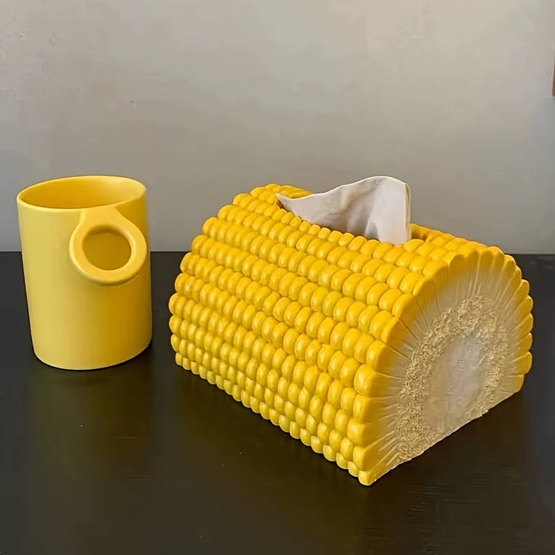 Soporte para Caja de Pañuelos con Forma de Maíz Único - Decoración Creativa para Sala de Estar y Mesa de Comedor, Plástico Duradero