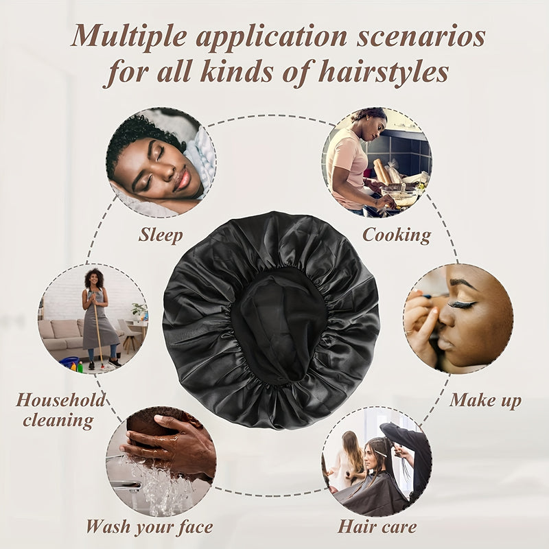 2 paquetes de gorros de dormir para mujer, con banda elástica, para cabello lacio y rizado, también funciona como gorro de baño, elegante