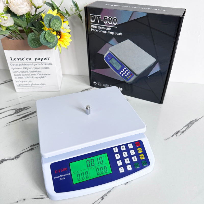 Báscula digital de cocina DT500, precisión de 30 kg/1 g, pantalla LCD, plástico, sin contacto con alimentos, con alimentación por batería, para medición de peso.