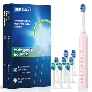 Cepillo eléctrico automático recargable para adultos, 6 modos de limpieza, batería de polímero de litio, carga USB, ≤36V, con cerdas suaves para limpieza profunda de dientes y hilo dental.