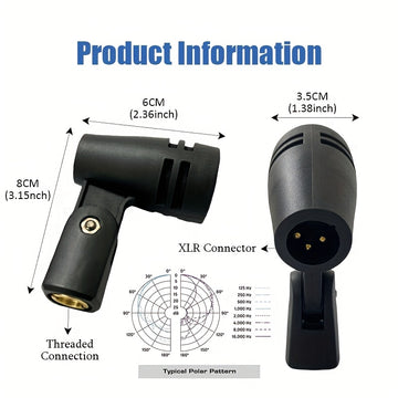 Micrófono Profesional para Batería - Micrófono de Instrumento Cardióide con Cable y Soporte de Brazo Estabilizador, Conexión XLR, Rango Dinámico para Actuaciones En Vivo y Grabación de Estudio, Micrófono para Grabación