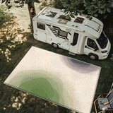 Alfombra Exterior Seven Deer 850gsm Lavable a Máquina - Diseño Retro de Rayas Abstracto, Antideslizante, 100% Poliéster, Rectangular Grande para Patio, Jardín y Camping