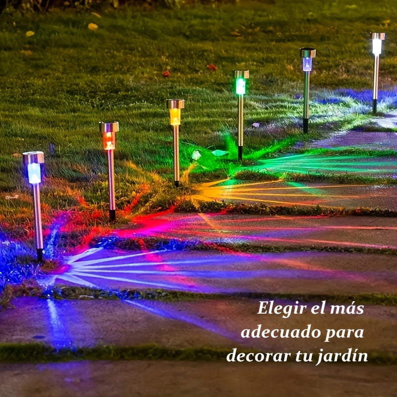 8/10/12 piezas de luces LED solares, luces decorativas exteriores de acero inoxidable con energía solar IP44, ideales para patios, céspedes, caminos, terrazas y jardines, decoración de senderos y fiestas festivas