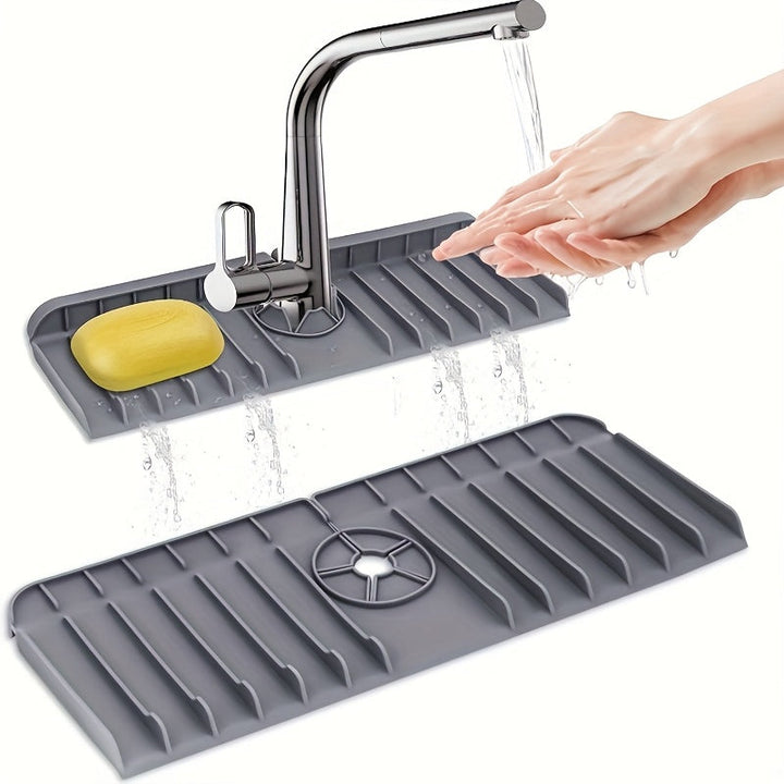 1 charola de goteo para grifo de silicón, antiderrames, diseño inclinado para cocina y baño, impermeable