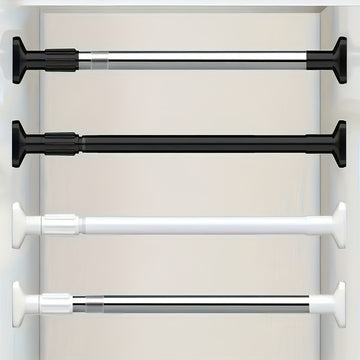 1 pieza de varilla telescópica de acero inoxidable - Instalación fácil, soporte de armario y baño sin perforación, ideal para colgar ropa, toallas y cortinas de ducha, versátil para puertas y armarios, varilla para colgar ropa