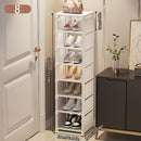 Organizador de zapatos blanco de varios niveles - Diseño vertical ahorrador de espacio con estantes abiertos, fácil de armar, ideal para entrada, sala, habitación o cocina | Estante de almacenamiento blanco elegante | Barras de soporte de metal, organiza
