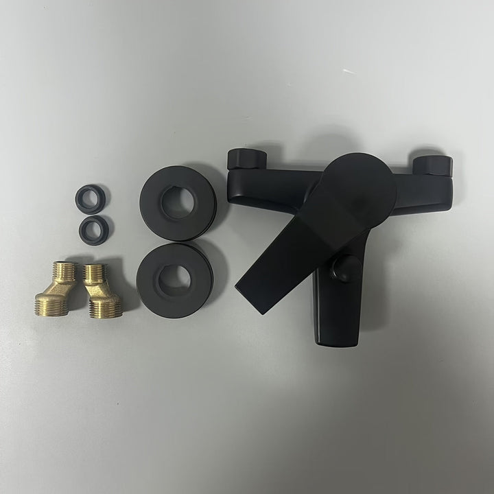 Juego de Grifo de Ducha Negro Elegante TWINBELL con Cabezal de Ducha de Lluvia - Control Dual de Agua Caliente y Fría, Diseño Grueso a Prueba de Explosiones, Instalación Fácil, No Requiere Energía