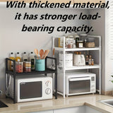 Estante de cocina expandible de 2/3 niveles con soporte para microondas - Organizador metálico resistente para horno y freidora de aire | Ahorrador de espacio para encimera | Diseño moderno y duradero