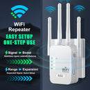 Amplificador de WiFi, repetidor de rango de WiFi, cableado a inalámbrico WiFi, admite múltiples dispositivos, fácil configuración, 4 antenas para cobertura amplia, puerto Ethernet compatible, tablero de circuitos mejorado, más duradero, adecuado para uso