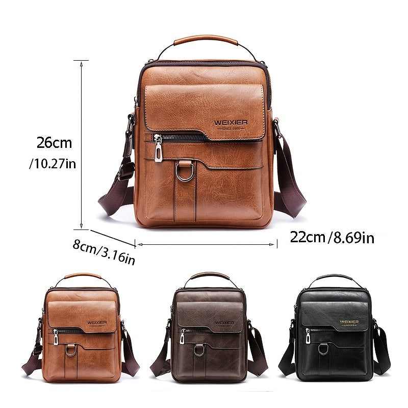 Bolso de mensajero de cuero auténtico para hombre, estilo vintage, bolso de negocios