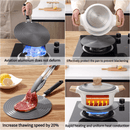 1pc Placa Difusora de Calor y Bandeja Descongeladora de Aluminio 24cm/28cm con Asas y Pinzas Antiescaldaduras - Descongelación Rápida, Protector para Estufa de Cocina, Conducción Térmica Rápida, Liberación de Presión Duradera, Fácil Limpieza, Compatible