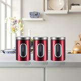 2 Piezas de Recipientes para Alimentos de Acero Inoxidable | Reutilizables para Café, Especias y Granos | Tapa Flip Antirrotura | Sello Transparente Rojo | Libre de BPA para Café, Azúcar, Té y Frijoles