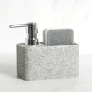 Dispensador de jabón con diseño de mármol en blanco y negro y portaesponja, ideal para decorar el baño
