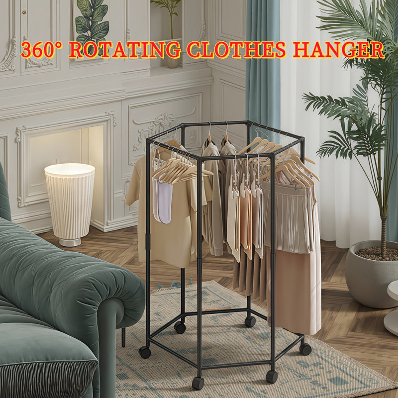 Colgador Hexagonal Giratorio 360° - Organizador Independiente de Acero al Carbono con Capacidad de 6.8 KG, Diseño Moderno en /Blanco para Dormitorio, Lavandería y Secado Móvil, Solución de Almacenamiento para Ropa