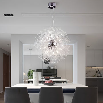 Lámpara de techo de diseño moderno de diente de león, montaje semienterrado con hardware de instalación, compatible con bombilla G9, pantalla de acrílico, marco de metal, para sala de estar, dormitorio, comedor, oficina, balcón - No incluye bombilla, ilu
