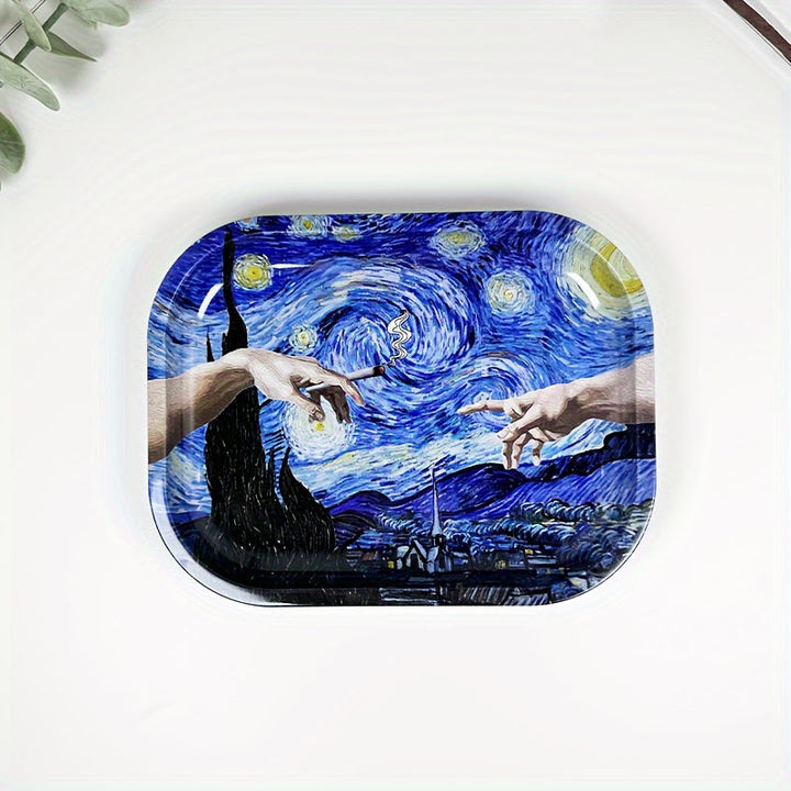 Bandeja Metálica de Noche Estrellada - Decoración de Hogar Duradera y Multiusos para Frutas y Postres, Regalo Perfecto para Navidad o Halloween