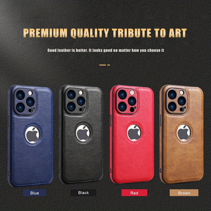 Funda delgada premium de cuero vegano, compatible con iPhone 16E/16/15/14/13/12 Pro Max, diseño clásico de lujo y elegante, con protección contra golpes