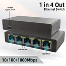 Conmutador de red gigabit de 4 puertos - Plug & Play, transmisión estable, carcasa metálica compacta, alimentado por USB con aplicación de hogar inteligente, negro para hogar y pequeñas empresas, conmutadores de red para hogar, conectividad de oficina, d