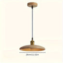 Lámpara colgante de madera sólida estilo nórdico moderno - Montaje semienterrado con base de metal negro, control de interruptor regulable, sombra de madera para comedor, dormitorio, bar de café, pasillo y sala de estar (bombilla no incluida)