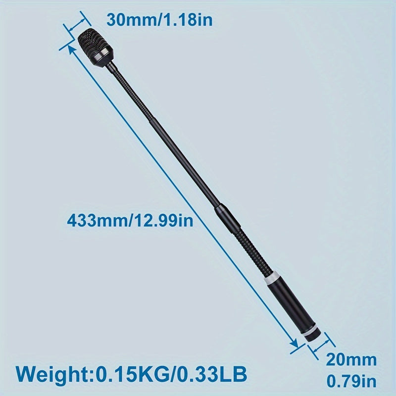 Micrófono dinámico profesional Depusheng DJ Mic de 16 pulgadas (40,64 cm) con XLR - 2 en 1, condensador y condensador, banda ajustable, 3 aumentos, 3 niveles de reducción de ruido, negro, micrófono para DJ, actuaciones en escena, diseño elegante, constru