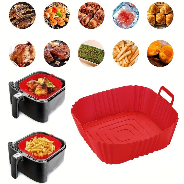 Revestimiento de silicona para freidora de aire - Bandeja de pizza y pollo frito reutilizable, accesorio de cocina de alta temperatura