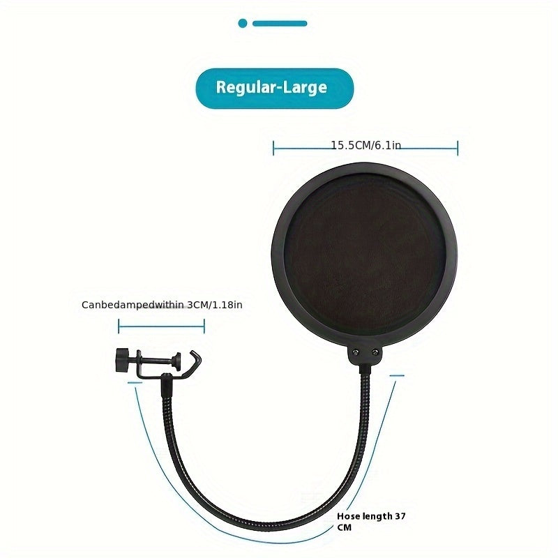 Filtra Pop Antiviento DOSLNLYA para Micrófonos con Reducción de Ruido y Brazo Ajustable 360° - Doble Capa de Absorción de Impactos, Accesorio Flexible para Estudio, Grabación, Transmisión en Vivo, Canto (), Mejora la Grabación Vocal, Diseño Flexiblizado