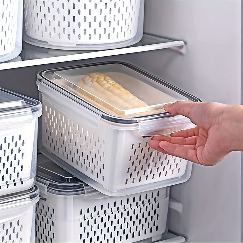 Juego de 9 Recipientes para Alimentos sin BPA con Cesta y Tapas - Herméticos, Apto para Nevera, Reutilizable Organizador Multiusos para Frutas, Verduras y Comidas