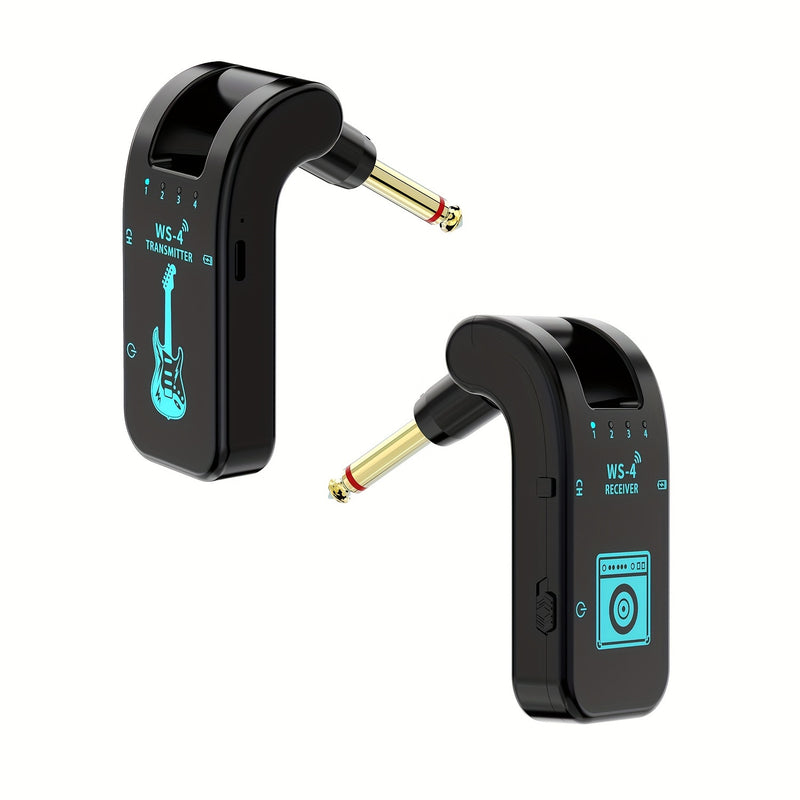 Sistema inalámbrico para guitarra de 2.4 GHz con batería recargable - Chip de alta calidad, 10 horas de duración, emparejamiento automático para guitarras eléctricas, bajos y más - Negro, transmisor inalámbrico para guitarra