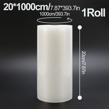 Rollo de Bolsas para Sellado al Vacío de 20 cm de Ancho y 10 m de Largo para Almacenamiento de Alimentos - Rollo Hermético Extra Grueso para Mantener la Frescura de Carne, Queso, Verduras y Frutas, Resistente para Congelador, Mantiene los Alimentos Fresc