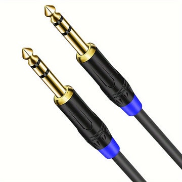 Cable de Audio TRS de Alta Resistencia de 1/4" a 1/4" - Conector Macho a Macho, Jack Estéreo, Interconexión Balanceada para Guitarra Eléctrica, Bajo, Mandolina | Conectores Chapados en Oro, Blindaje de Alta Densidad