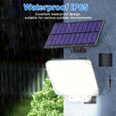 Luz solar exterior de 345 LED con sensor de movimiento y control remoto, resistente al agua IP65, con cable de extensión de 16 pies (152,4 pulgadas), funcionamiento desde el atardecer hasta el amanecer, fácil de instalar y quitar, adecuada para porches,