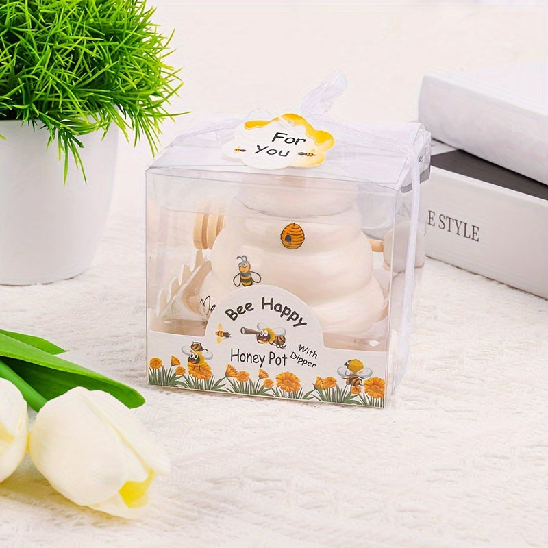 Tarro de miel de abeja de cerámica con asa, acabado metálico pulido, diseño cuadriculado, frasco creativo para especias, adorable contenedor de almacenamiento, temática navideña, artesanal, para uso en hogar y mesa de comedor