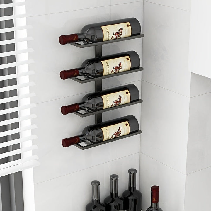 Estantería de Pared para Botellas de Vino con 4 Niveles, Soporte Creativo Decorativo para Botellas de Vino Tinto