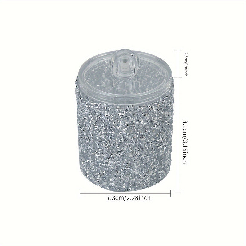 Tarro de Almacenamiento y Organización de 1 pieza con Incrustaciones de Diamantes para Muebles, Cocina, Baño, Belleza, Palillos de Dientes, Alfombrilla Redonda para Maquillaje, Cubierta para Mesa de Tocador, Caja Antipolvo Organizador
