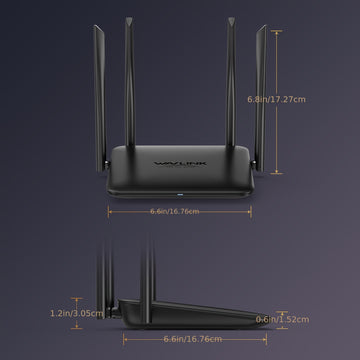 Enrutador inalámbrico WAVLINK AC1200 de doble banda (2.4GHz + 5GHz), enrutador WiFi Gigabit para hogar y juegos, 1 puerto WAN 10/100/1000Mbps, 2 puertos LAN 10/100/1000Mbps, compatible con MU-MIMO, formación de haz y LNA+PA, IPv6