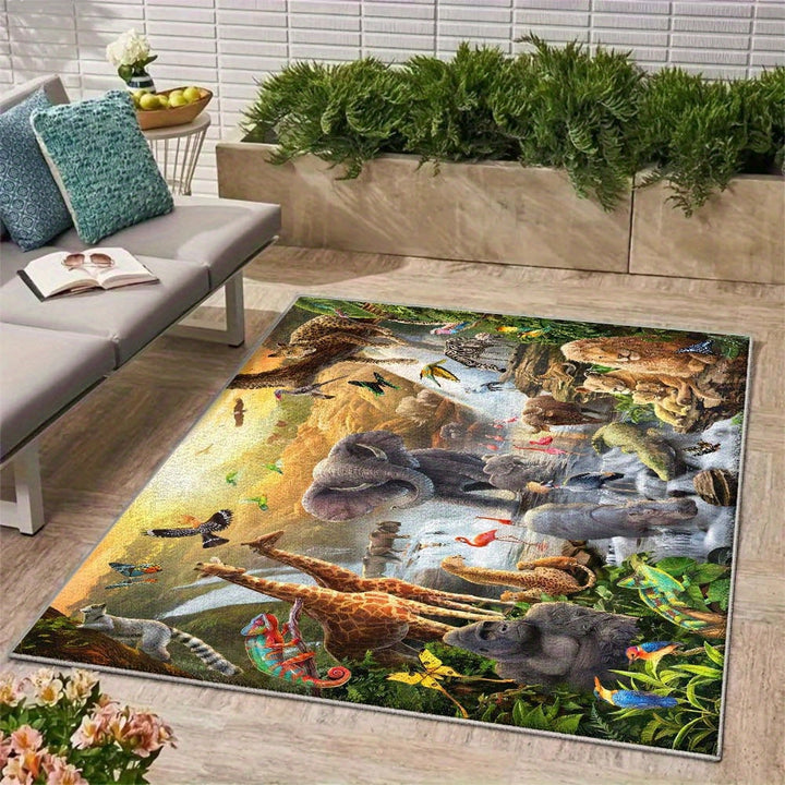 Alfombra de Lujo SevenDeer para Interior/Exterior - Base Antideslizante, Alfombra Resistente para Áreas Grandes en RV, Caravana, Patio o Sala - Lavable a Máquina con Base Antideslizante - Disponible en Tamaños Grandes (1.8m+, 2.16m²+) - Decoración Modern