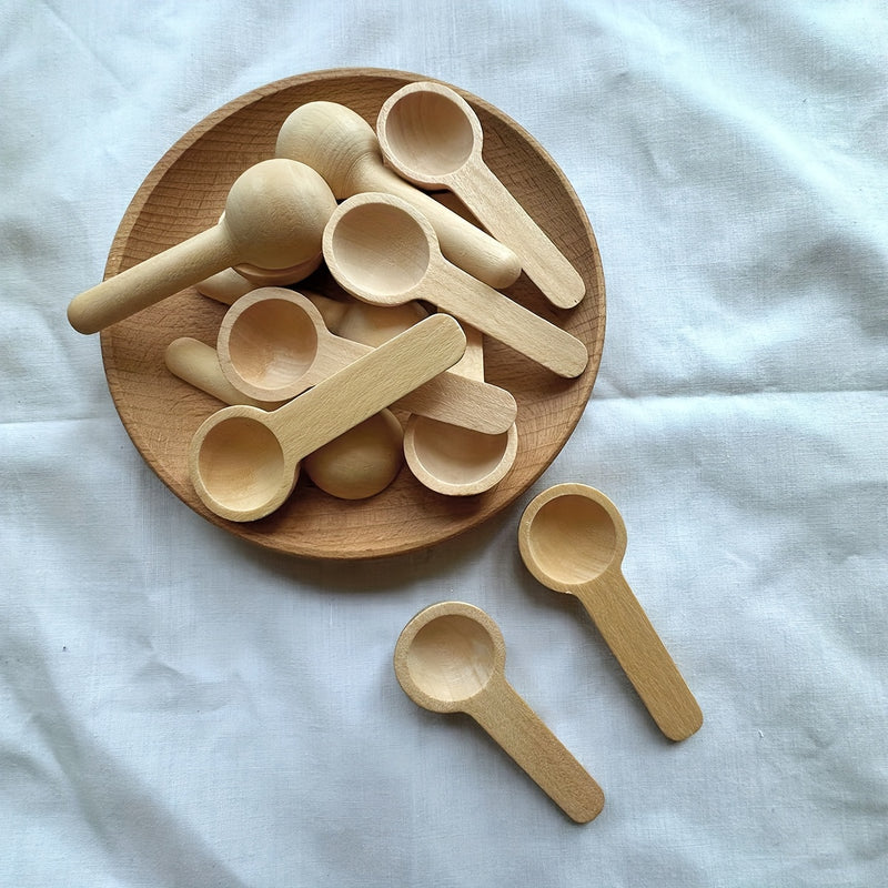 6/12pcs Cuchara de Bambú Pequeña Cuchara de Madera Mango Largo Cuchara de Miel Cuchara de Salsa de Frutas Cuchara de Café Cuchara de Postre Cuchara de Condimento Sal Cuchara de Mezclar
