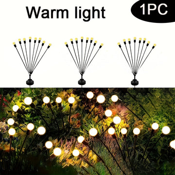 Luces Solares de Jardín FACHOI con Lucecitas LED - 12 Luces Cálidas Blancas, 8 Modos de Iluminación, Impermeable, Decoración para Exteriores y Caminos en Fiestas, Bodas y Festivales
