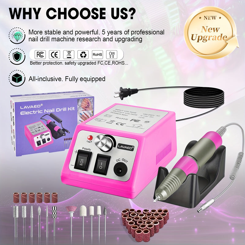 Kit profesional de taladro para uñas 2025, con mango de metal, 38 bandas de lijado, 11 puntas, base soporte y manual, ideal para manicura, pedicura y remoción de esmalte en gel, en casa o salón