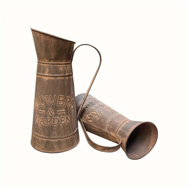 Jarrón de Hierro al Estilo Vintage con Diseño en Relieve - Ideal para Flores Secas, Decoración del Hogar y Jardín